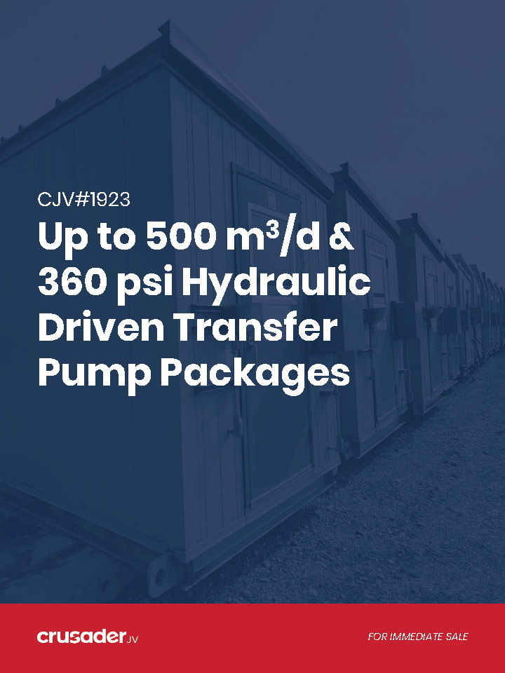 Branded feature sheet - used / surplus water transfer or oil transfer pump packages for sale in Alberta