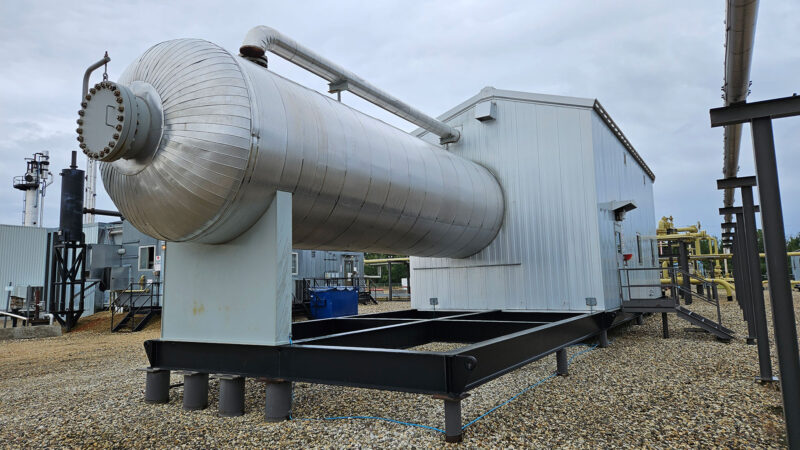 Used 96" x 48' 720psi 3 Phase Sweet Horizontal Separator Package with Water Boot surplus oil and gas energy production equipment for sale in Alberta Canada