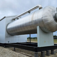 Used 96" x 48' 720psi 3 Phase Sweet Horizontal Separator Package with Water Boot surplus oil and gas energy production equipment for sale in Alberta Canada 1