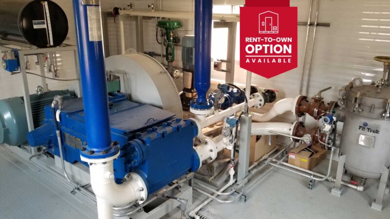 For sale rent-to-own lease surplus new never-used 200HP National 200T-5L Triplex Injection / Disposal Pump Package – Alberta Canada production equipment pump systems positive displacement