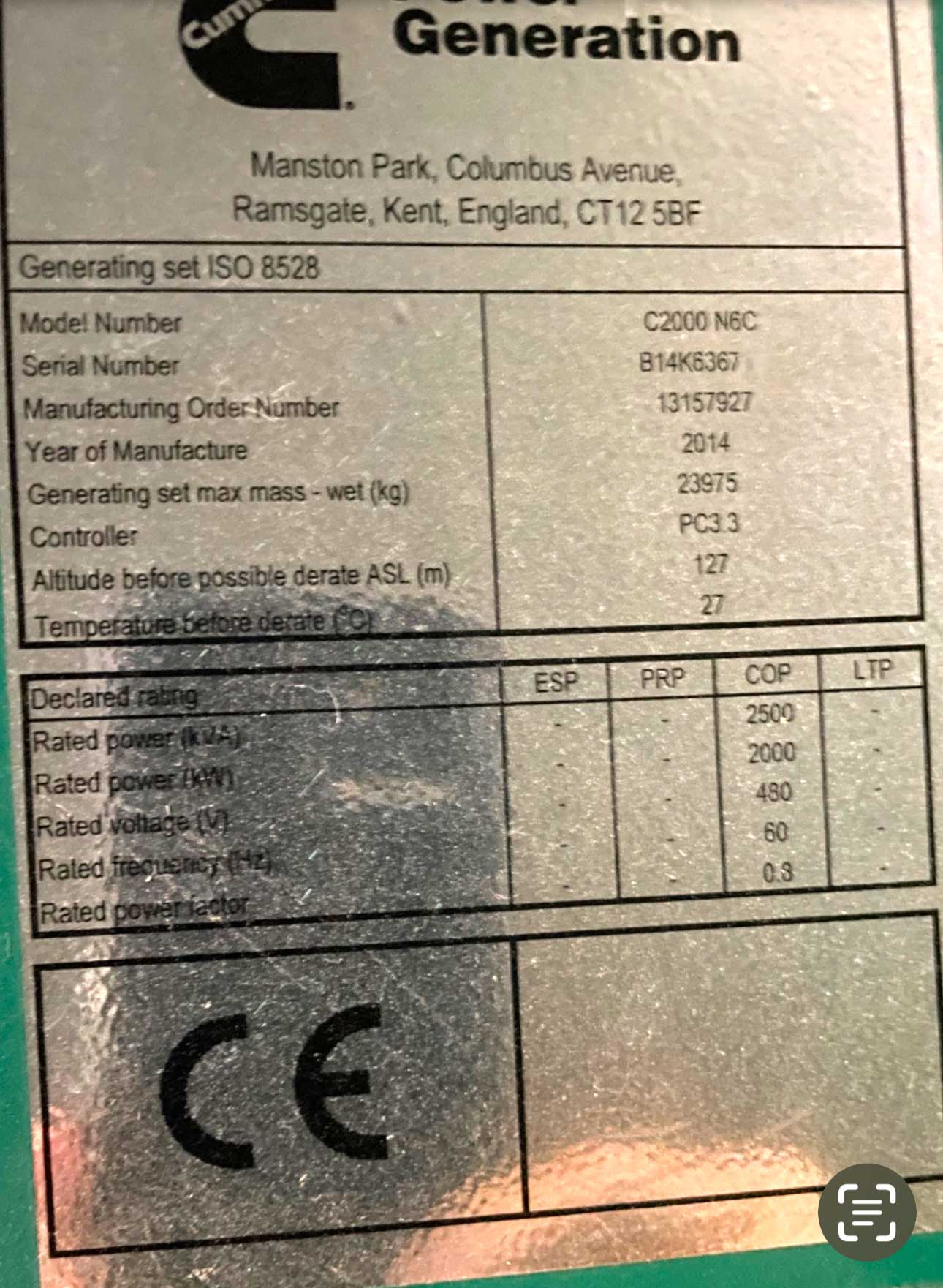 Two (2) Used Cummins QSV-91 2MW 2000kW 480V 60Hz Open-skid Natural Gas Generator Packages CJV-U589 - Image 6